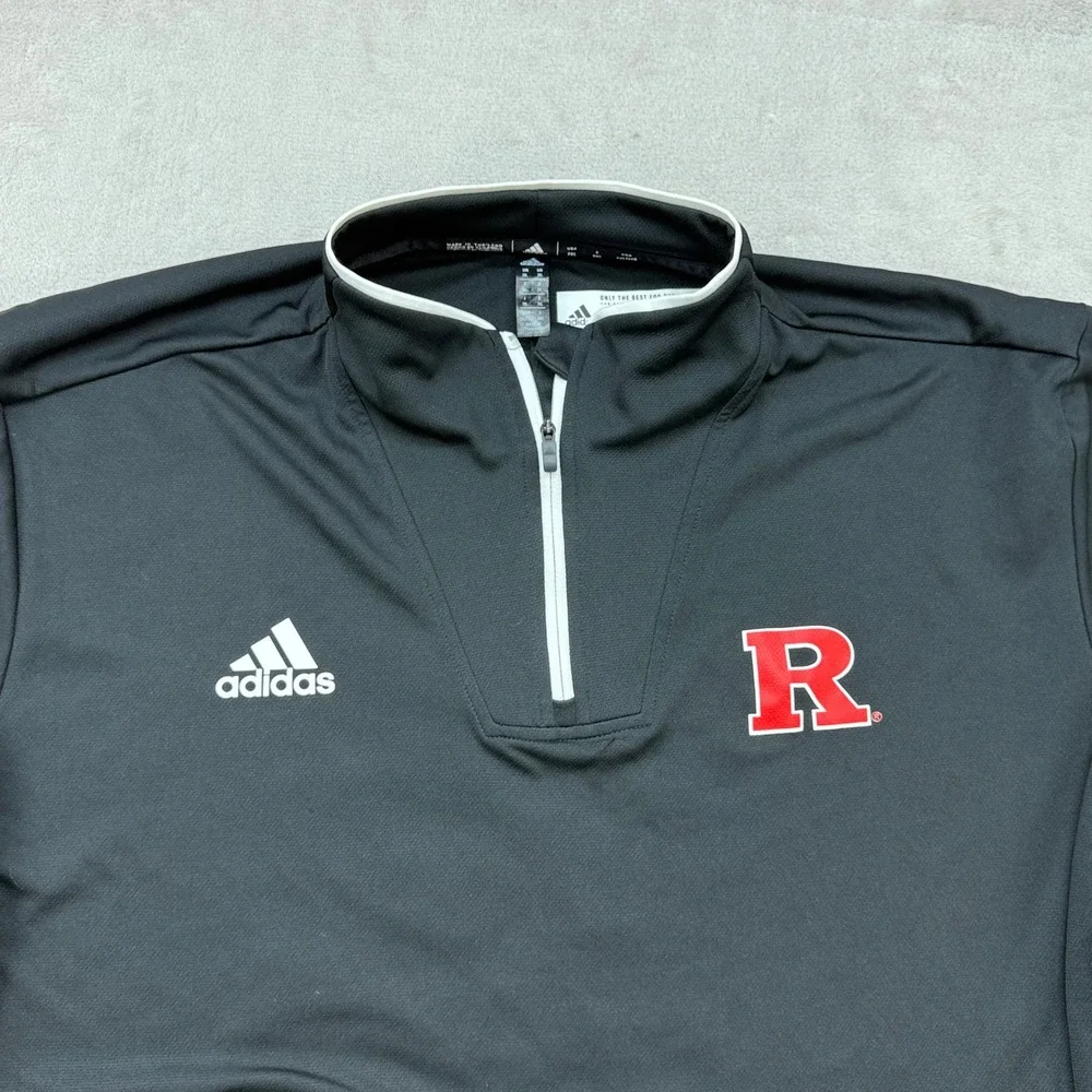 Adidas Rutgers Scarlet Knights Pullover Men 2XL Black Climalite 1/4 Zip NCAA